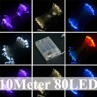 (image for) 10M 80LED Holiday Lighting 3AAA Battery Power Operated LED String Lights Christmas Party Wedding Decorative String Light